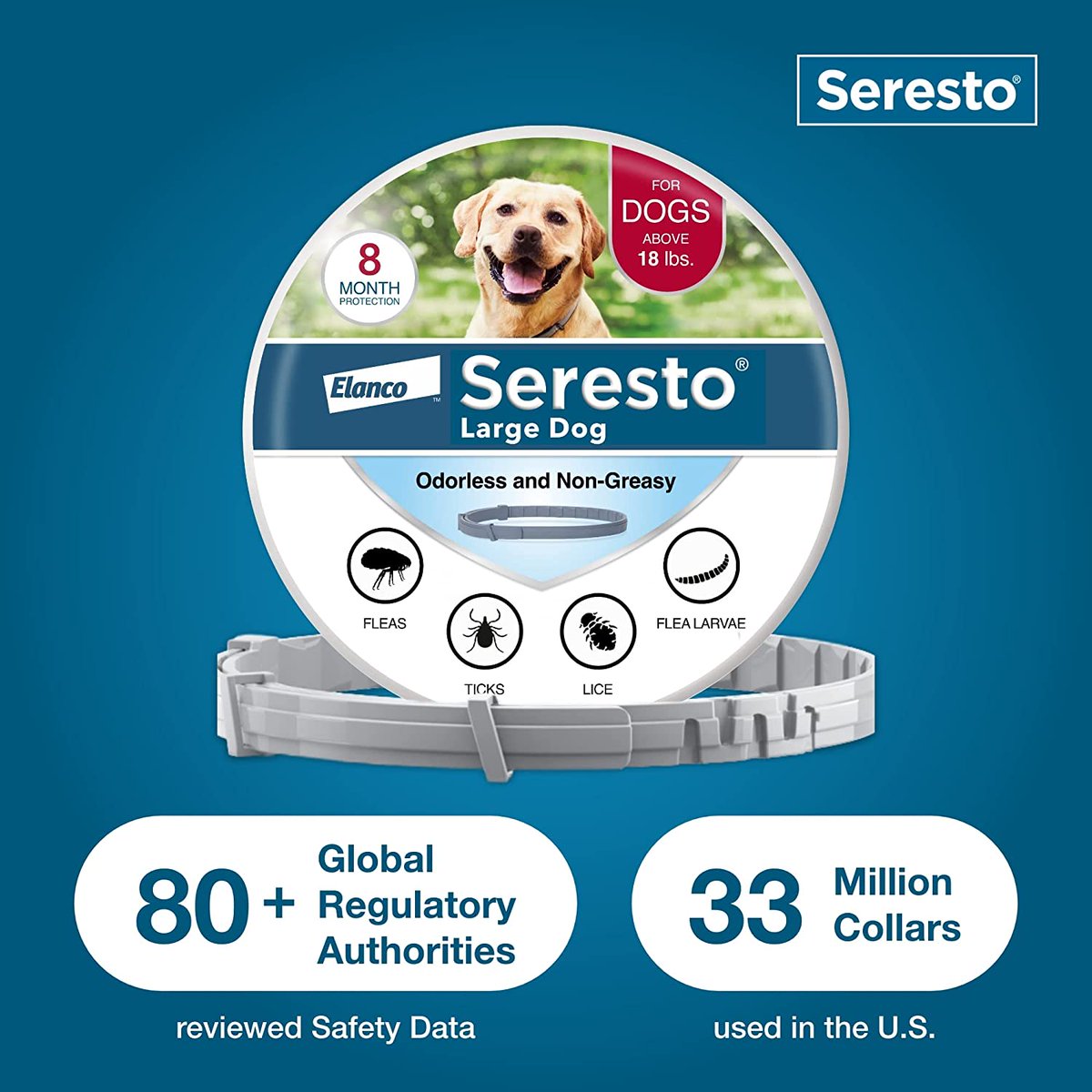 amoud50's tweet photo. Protect your furry friend from fleas and ticks with the Seresto Large Dog Vet-Recommended Flea &amp; Tick Treatment &amp; Prevention Collar for Dogs Over 18 lbs. 🐶🚫🦟🚫🕷️ 8 months of continuous protection, so your dog can play and roam without the worry of pesky bugs. https://t.co/GJxioB8L4S