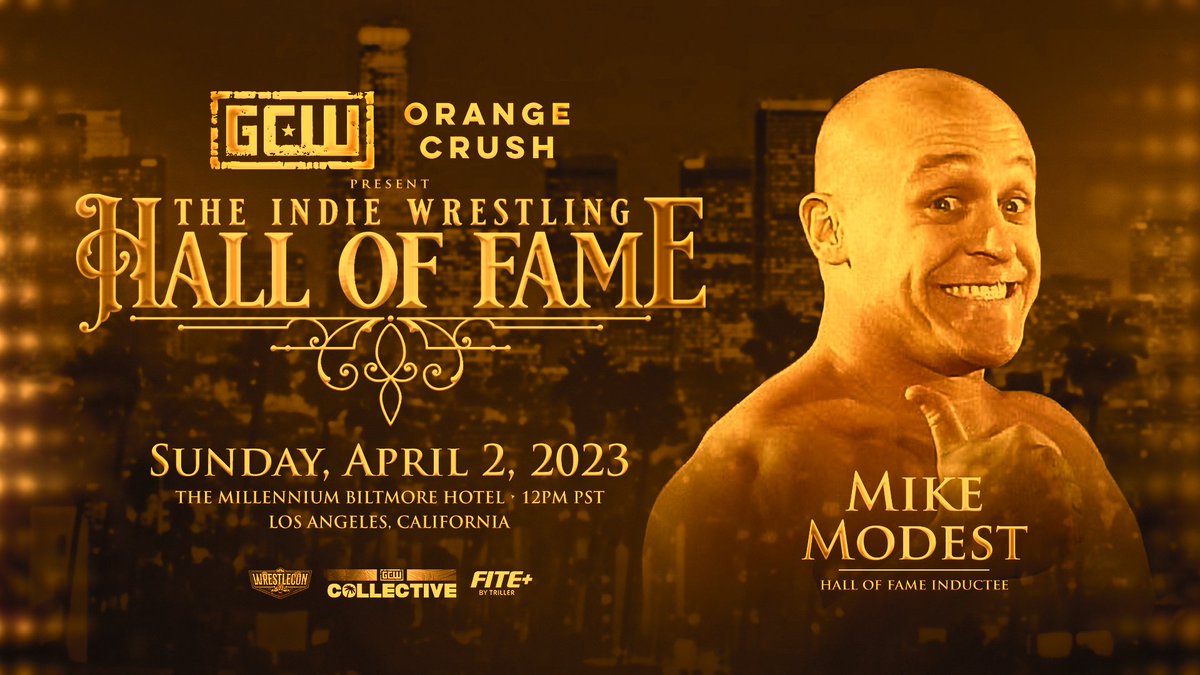 GCWrestling_'s tweet photo. *Indie HoF Update*
Inductee #4
MIKE MODEST
Plus:
CHRISTOPHER DANIELS (By Kazarian)
CHEERLEADER MELISSA (By Prazak)
JIMMY JACOBS (By Shelley)
The #IndieHOF welcomes The Class of 2023!
Sun 4/2 - Noon
The Millenium Biltmore
(Live from the site of @Wrestlecon)
Ticket Info ⬇️ https://t.co/EUus9oOxUc