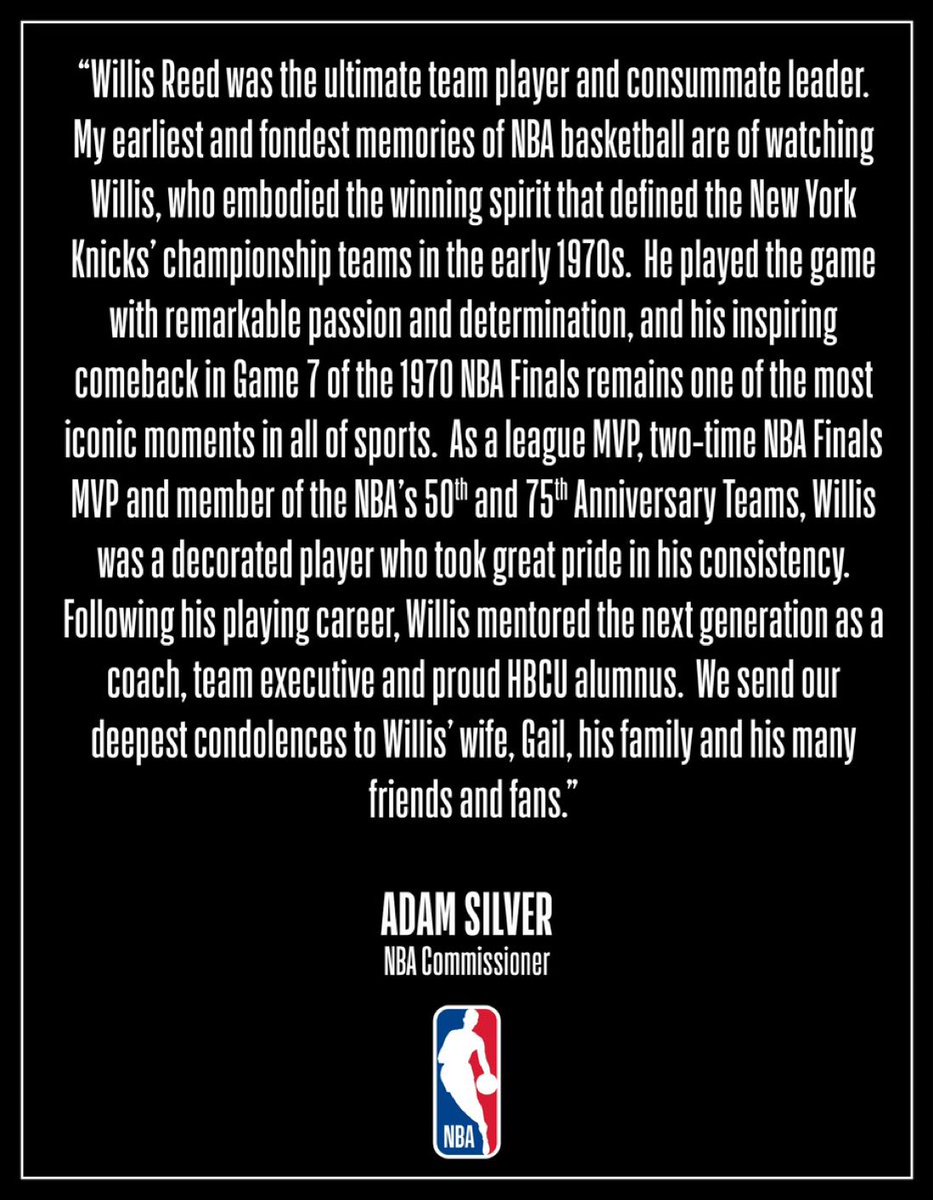 NBA Commissioner Adam Silver on the passing of Willis Reed: