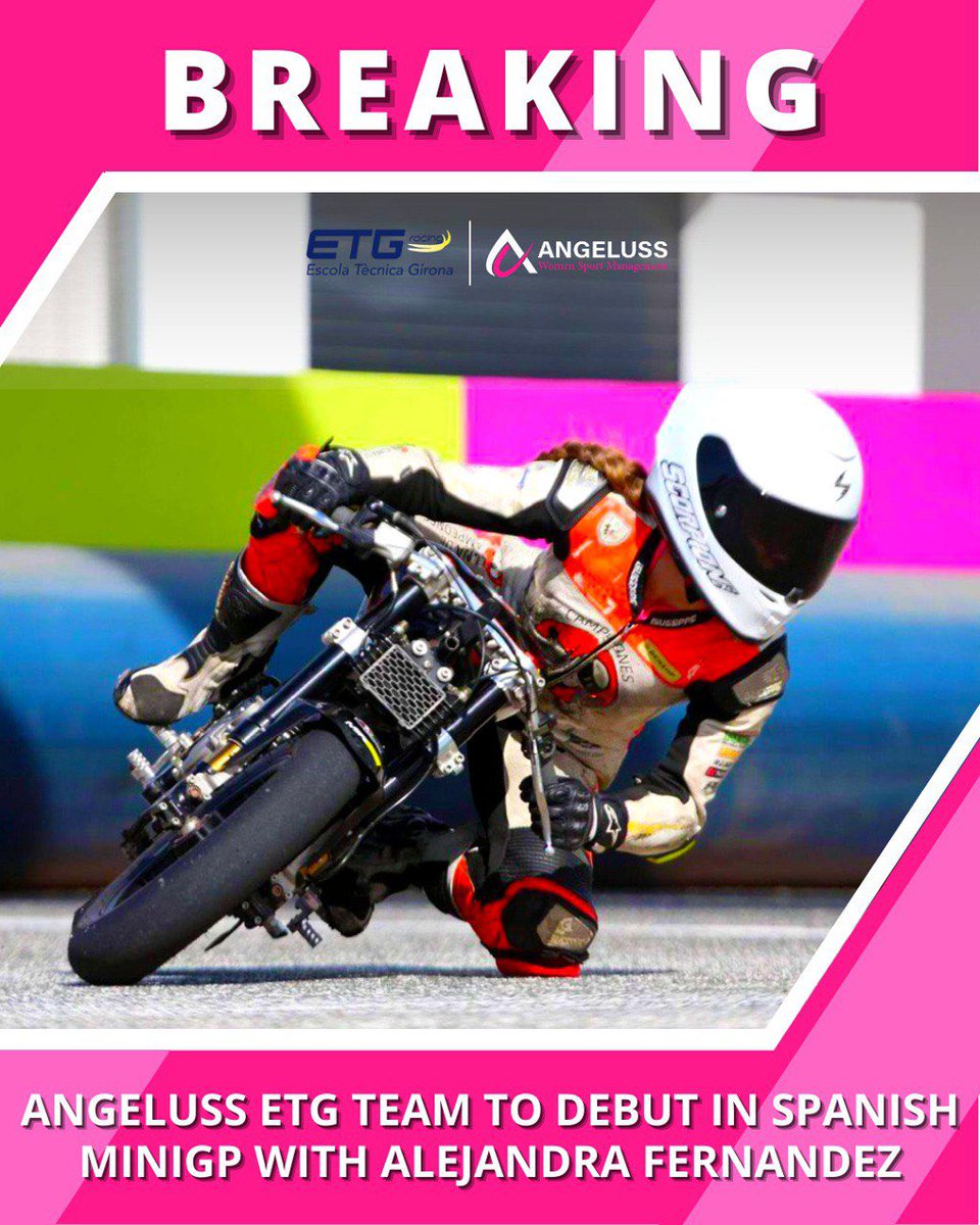 Angeluss_wsm's tweet photo. Angeluss and @ETGRacing  join forces to race in the Ohvale 160 MiniGP Spain Series with our own official team 💪
The rider we have chosen to join us in this debut is  Alejandra Fernandez who will also be supported by a female mechanic.
Great things to come 💖 https://t.co/hZWfGJhJuW
