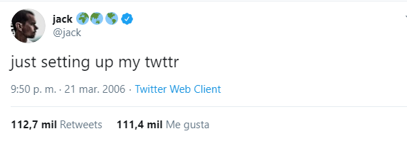 webdesign_mkt's tweet photo. El primer tweet en la historia de la plataforma lo escribió Jack Dorsey el 21 de marzo de ese mismo año y decía “Just setting up my twttr” (solo ajustando mi Twttr). https://t.co/xBBWahQl4f