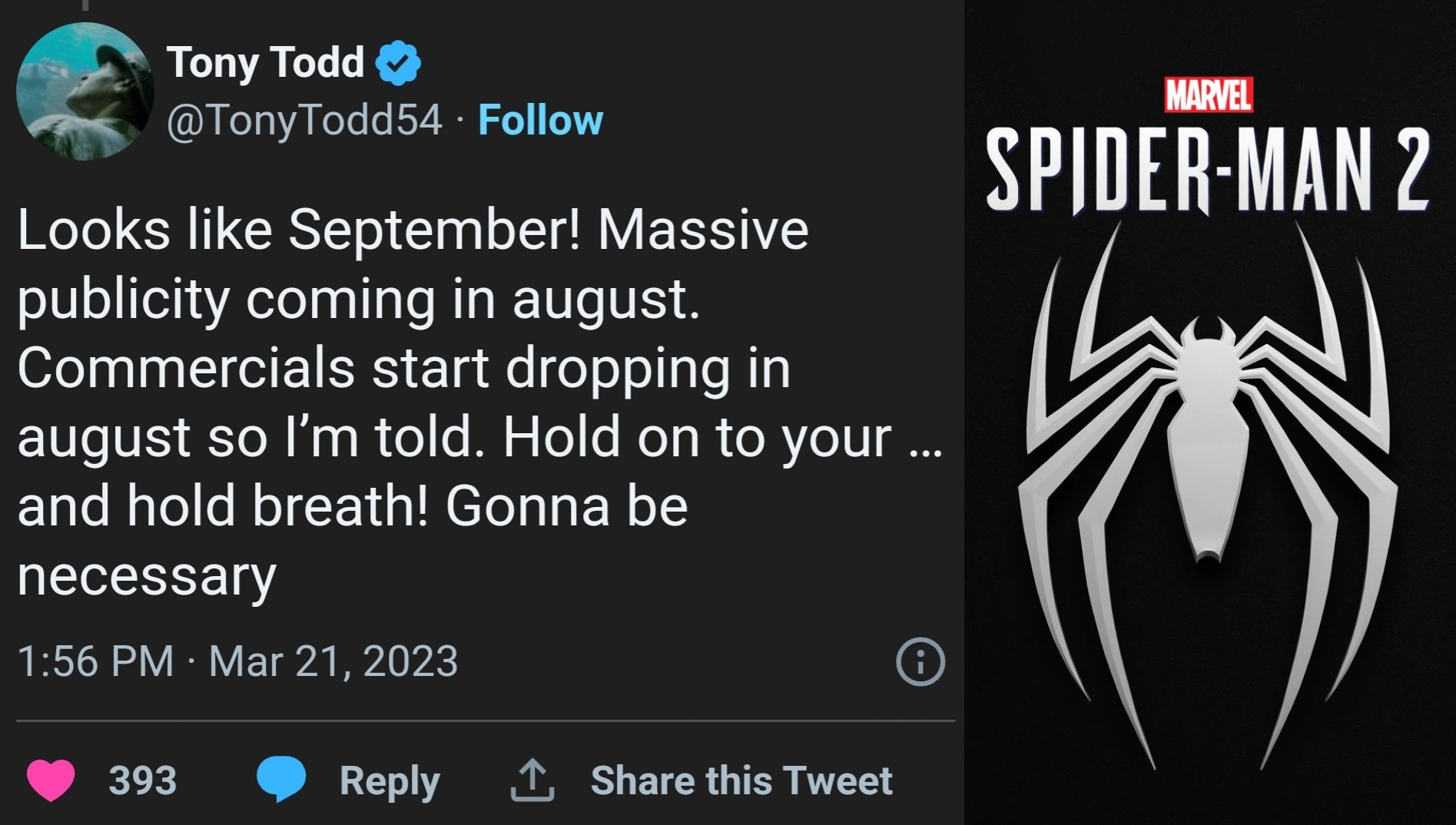 Spider-Man 2' Game Might Be Releasing In September, Venom Voice Actor  Reveals - 9GAG