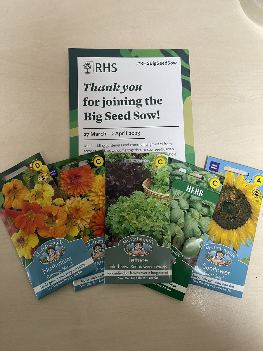 A huge thank you to @RHSSchools for our free seeds #RHSBigSeedSow