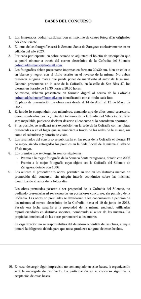 II CONCURSO FOTOGRÁFICO MEMORIAL MARIO LA PUENTE

Mucha suerte a todos los participantes, desde la Cofradía estamos deseando recibir vuestras fotos. Esperamos que haya mucha participación y difusión.