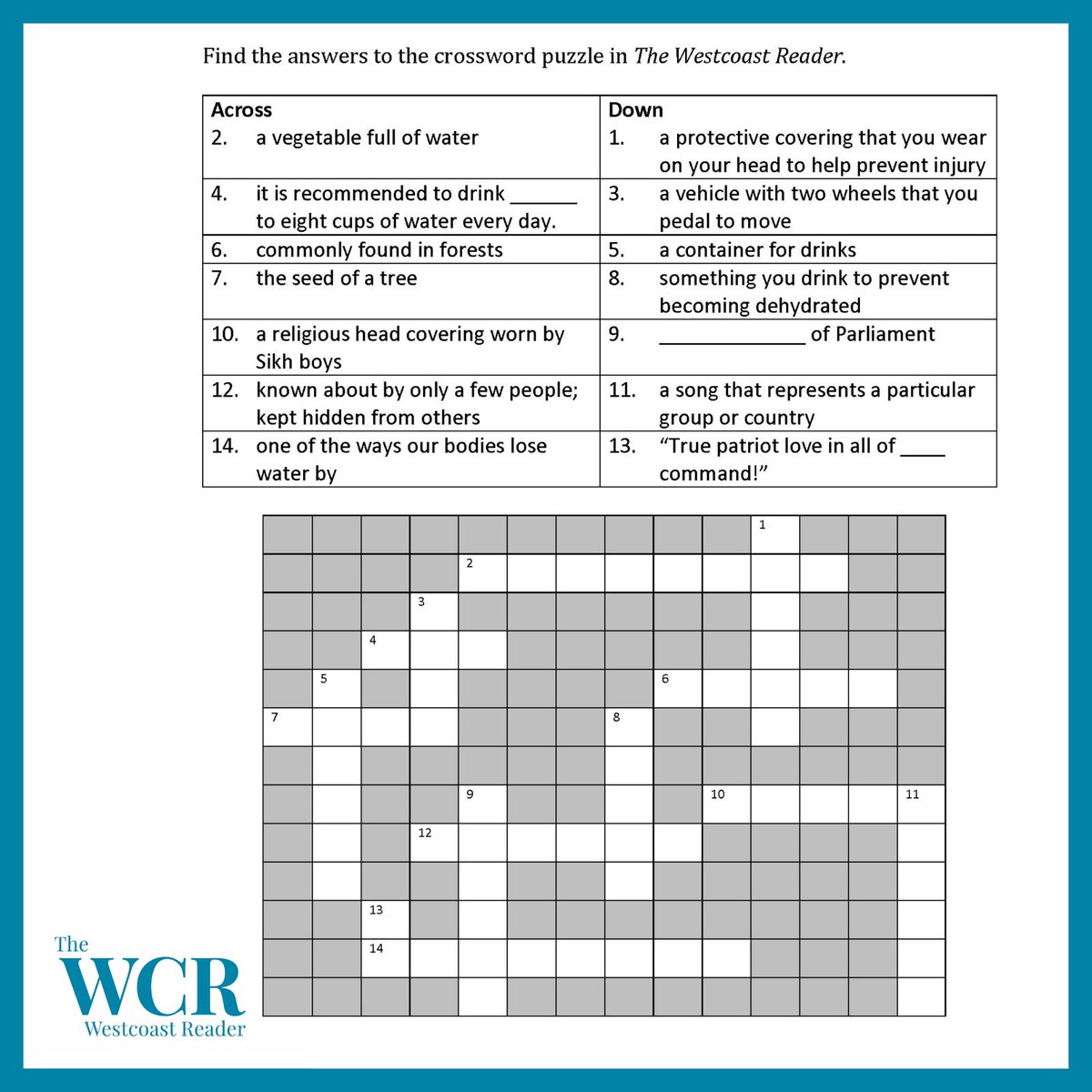 WestcoastReader's tweet image. Find the answers to the crossword puzzle by reading The Westcoast Reader March issue.

👉Download the March 2023 Teachers' Notes at: tinyurl.com/y6mv9jz2

#CrosswordPuzzle #AdultLiteracy #Newspaper4Learners #Newspaper #TeacherResources 
#Subscribe at  tinyurl.com/bp9t54na