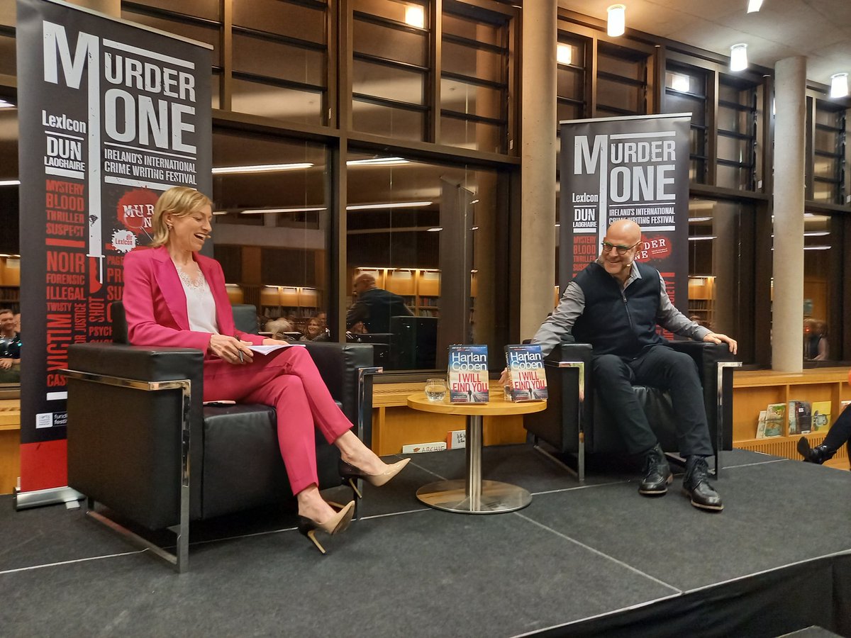 MurderOneFest's tweet photo. @HarlanCoben just told @BredaBrown1 &amp; our very happy audience that his next book is a Myron Bolitar book! You heard it here 1st! 
#Murderone23 #IWillFindYou #MyronBolitar https://t.co/jCRIceE3BM