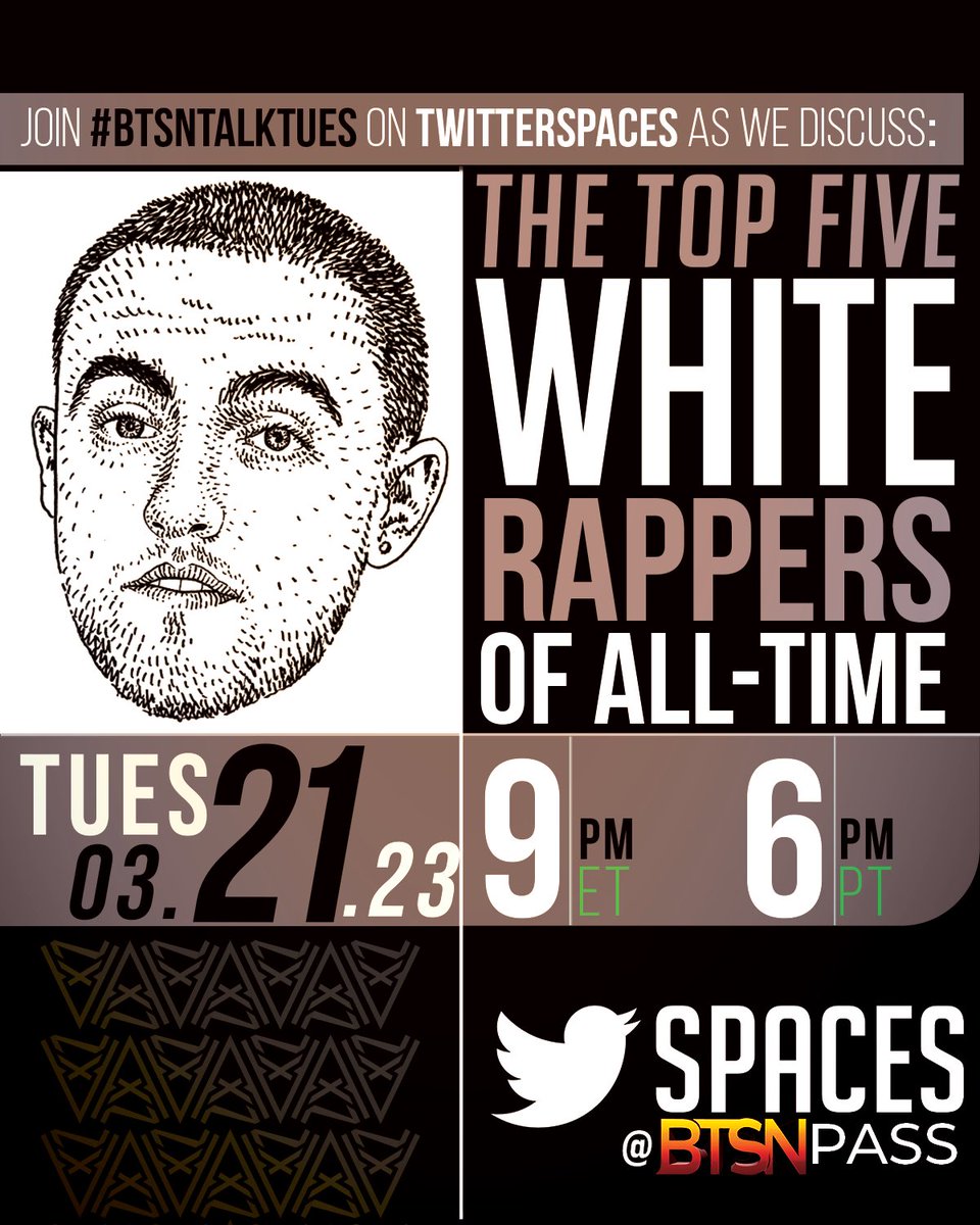 Join #BTSNTalkTues on #TwitterSpaces as we discuss “THE TOP 5 WHITE RAPPERS OF ALL-TTIME” x.com/i/spaces/1PlKQ…