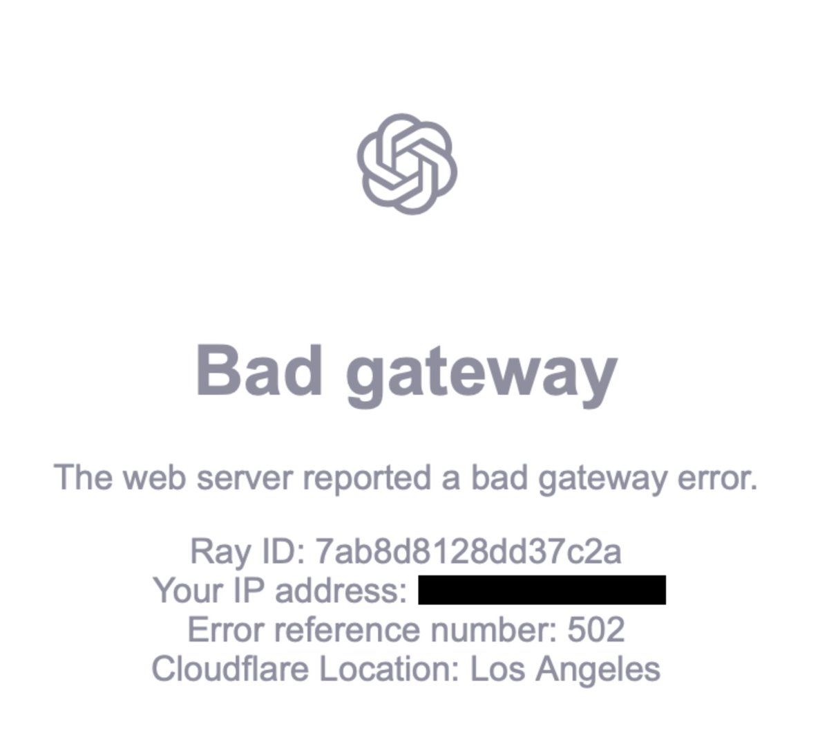 sprize's tweet photo. I've been getting bad gateway for a few days now #chatgpt #chatgptdown Anyone else having the same issue? https://t.co/pI8C31Hdjc