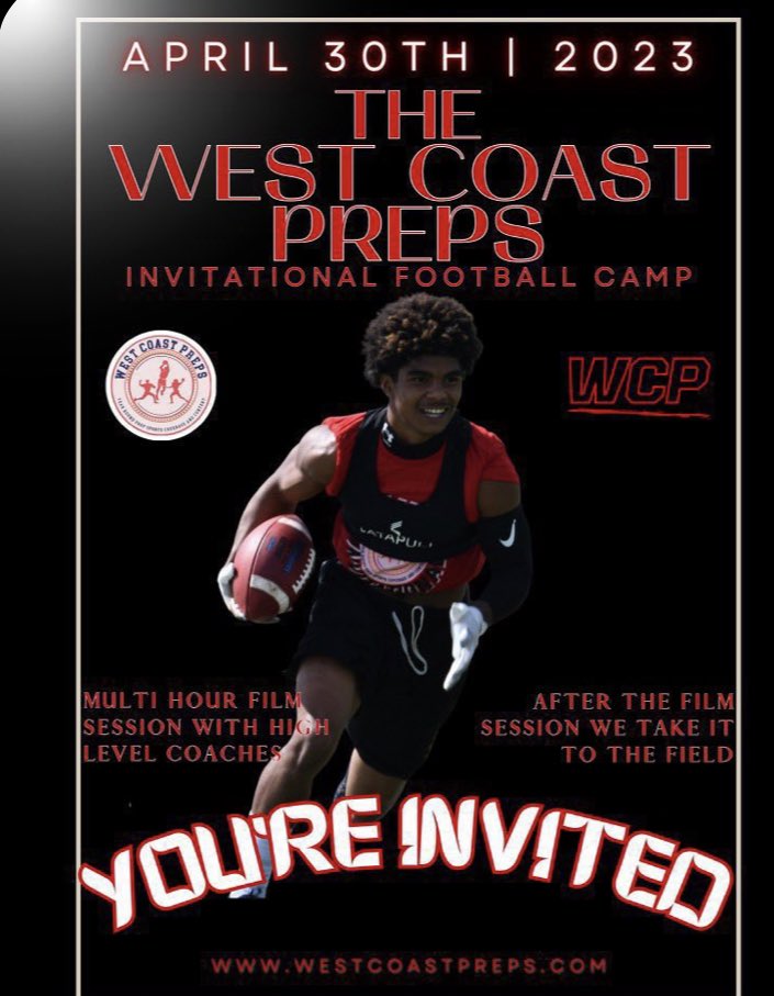 I’m very blessed to receive invitation to the west coast Preps camp 🙏