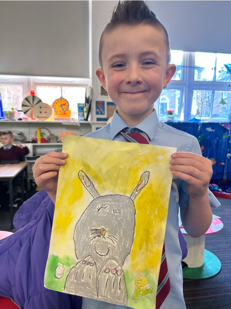 StCharlesGla's tweet photo. In a recent #Curriculum survey the children in the school stated that #ExpressiveArts was their favourite area of the curriculum and they wanted more regular lessons in art and music. Today in their art lesson P3/2 painted some #SpringBunnies. #PupilVoice #CurriculumDesign https://t.co/rmah3FJhJx