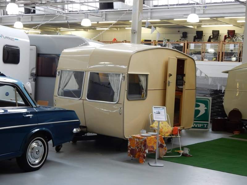 davidjgbird's tweet photo. FB reminds me that 8 years ago today we were at @TeessideCaravan where the Swift 10, Eccles President and Safari Minor were on display, on loan from @swiftgroup. The dealership had arranged to period cars to be shown too from a local car club. https://t.co/loMg5zzprR