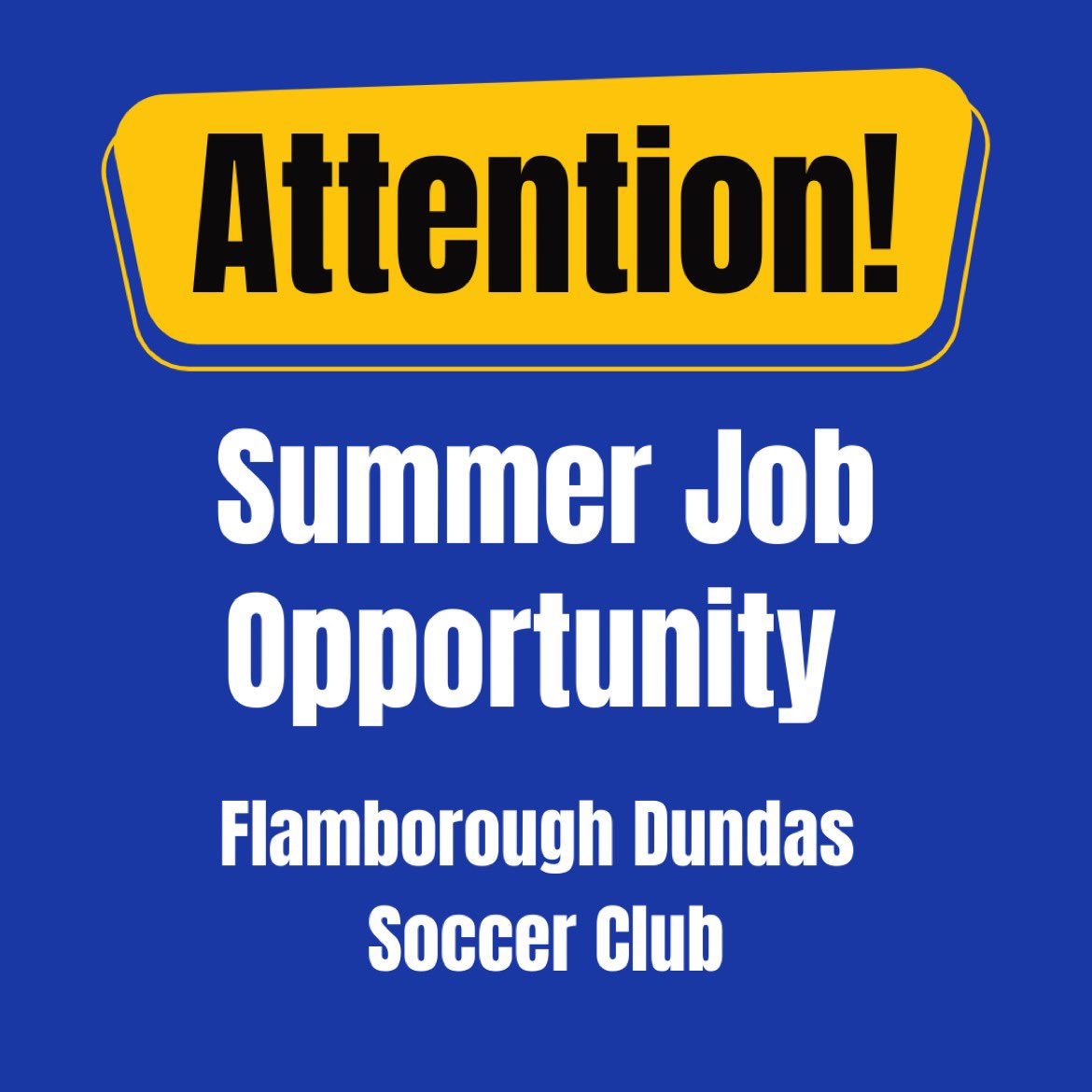 FDSCSoccer's tweet photo. The FDSC has a local teen summer job opportunity! ⚽️⚽️⚽️
We are currently looking to hire student coaches for our TimBits summer programming. May 23-August 26.
Head over to our Facebook or Instagram accounts for details!
#timbitssoccer #soccercoach #summerjob https://t.co/jeumOP6HKh