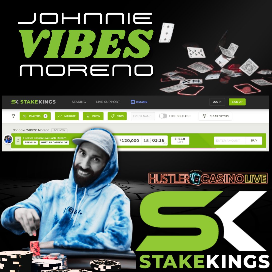 New package for <a href="/JohnnieVibes/">Johnnie VIBES</a> is up on StakeKings.com! Come grab a piece of the action for the upcoming <a href="/HCLPokerShow/">Hustler Casino Live</a> where you can watch Johnnie play LIVE! Get yours below before it's gone!

stakekings.com/player/Johnnie…
