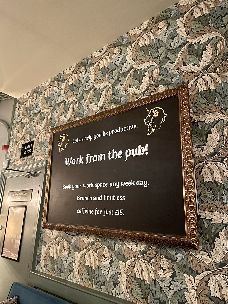 thelionunicorn's tweet image. Bored of working between the same workspace and your living room? We have the answer! Work from the pub! With our deal of a brunch meal and unlimited hot drinks, how could you refuse? 🧐💻
@YoungsPubs #workfromhome #workfrompub