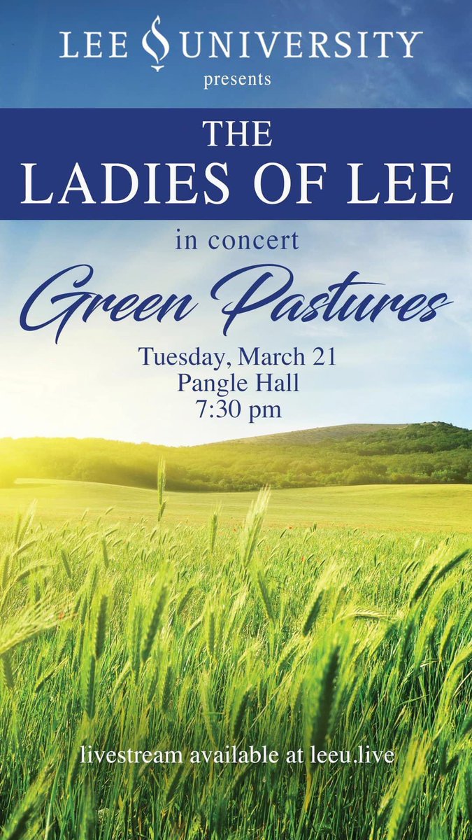Join us tonight at 7:30PM in Pangle Hall to hear some fantastic music by Ladies of Lee! 

#leeuniversity #leeusom #musicwithpurpos