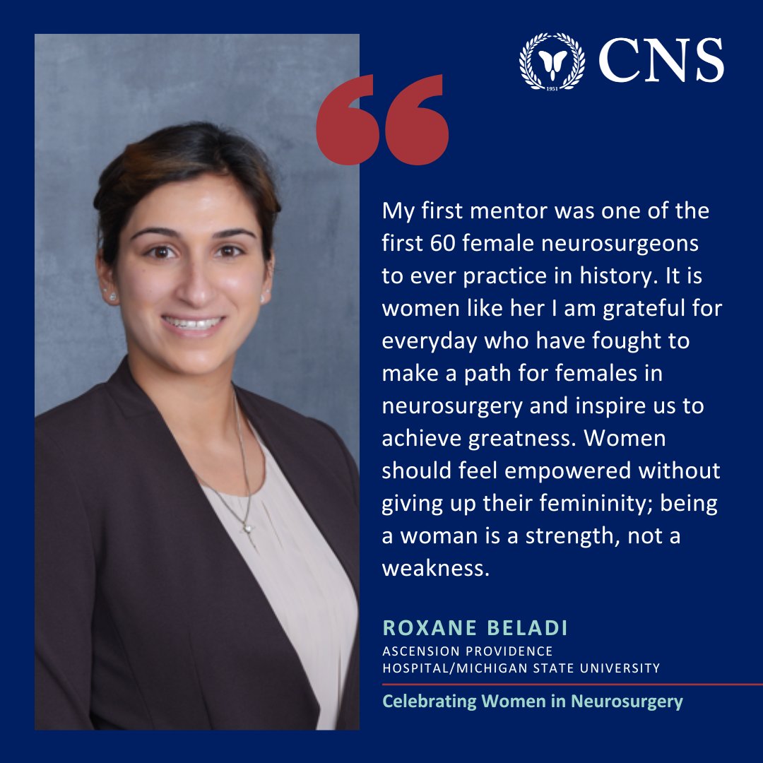 During #WomensHistoryMonth, the CNS will be highlighting a few of the talented women, both past and present, that work in #neurosurgery. Resident and CNS Member Roxane Beladi remembers her first mentor in the field.