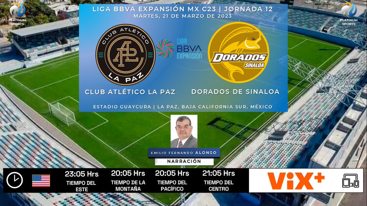 ramonovic09's tweet photo. 🇲🇽 #LigaBBVAExpansiónMX #C23 #Jornada12 | @atleticolapaz 🆚 @Dorados
#LaPaz #Dorados
🗓️ Hoy
🇺🇲 ⏰ 23:05 Hrs ET, 20:05 Hrs PT
📱💻 @ViX_plus
🎤 @emilio_alonso69
#TuLigaExpansion #ALPDOR https://t.co/9MU1QRQ4iD