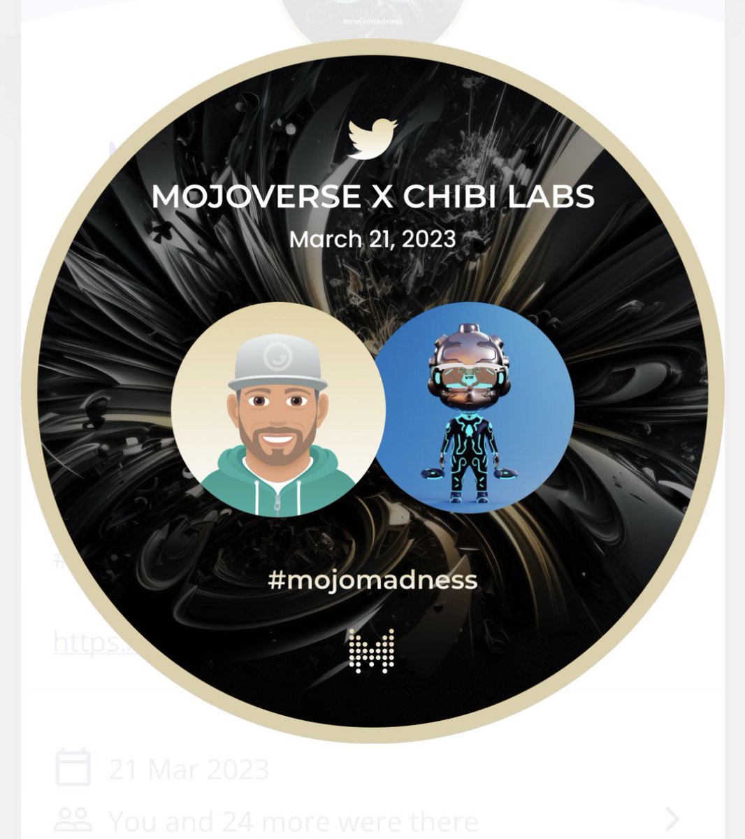 LevinsonArwin's tweet photo. Got this great POAP today for attending @MojoverseNFT Twitter space. Follow along and attend the next one!

#mojomadness https://t.co/k0BbSb9hw5