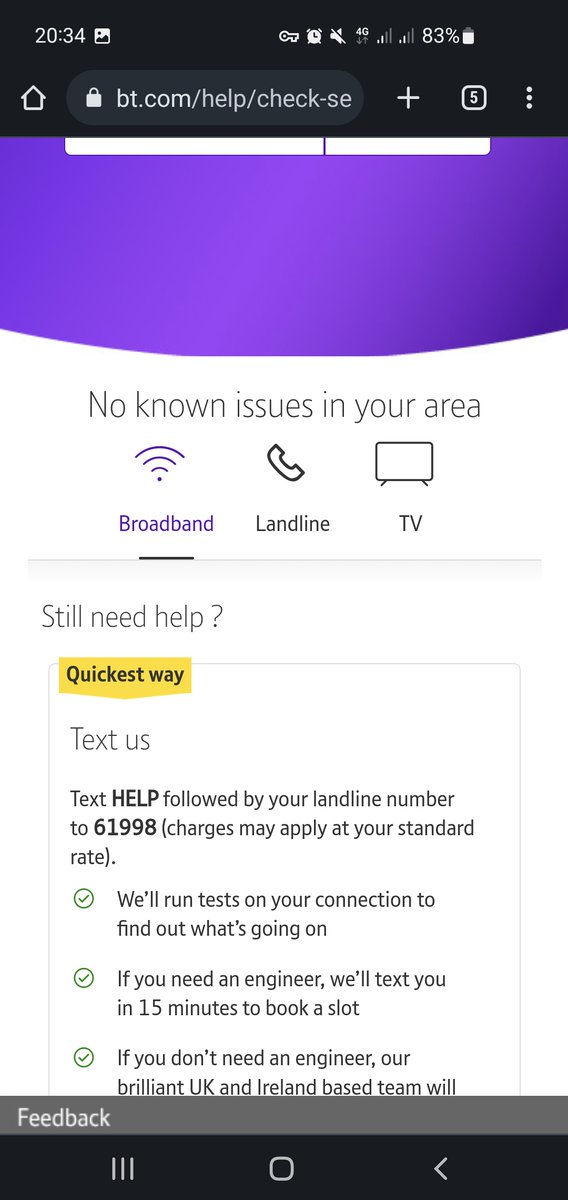 Tomahol1's tweet photo. @bt_uk I took this screenshot just now. Very different from the previous screenshots I've shared that indicated a fault. Now, somehow, BT are giving me EVEN LESS than the absolute pittance that was the information they gave me before. 77 days! This isn't customer service. https://t.co/jn0Pcb1cDP