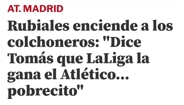 jc_sampaio's tweet photo. Seamos claros, esto nos indigna, pero llevamos años sufriendo atracos salvajes. Si hasta el Presidente de la Federación llamó "pobrecito" a Tomás por pensar que el Atleti podría ganar la Liga.

Esta mierda ha estado siempre ahí. Ninguna sorpresa. https://t.co/3Bzlos6rsu
