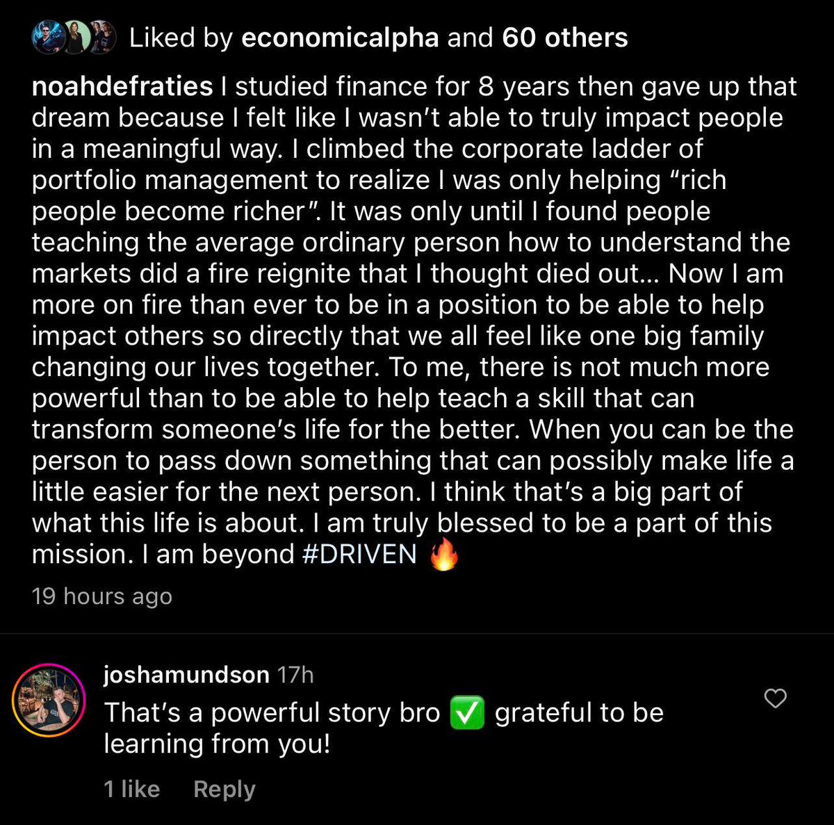 drivenuniverse's tweet image. Great leaders always have a purpose that is bigger than them. That is where they harness the enthusiasm required to achieve anything great. We are honored to have great leaders in our team. Thank you @noahdefraties for being a part of our family. #weareDRIVEN