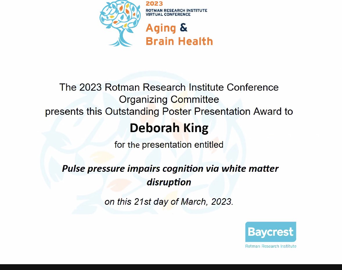 asek47's tweet photo. Congratulations on winning the #RotmanConf poster awards at this year’s @rotmanresearch Aging &amp; Brain Health Conference: Deborah King, Lisa Moreel, and Phillip Johnston -- the future of #neuroscience and #aging is bright! https://t.co/V5EUOmcjkD