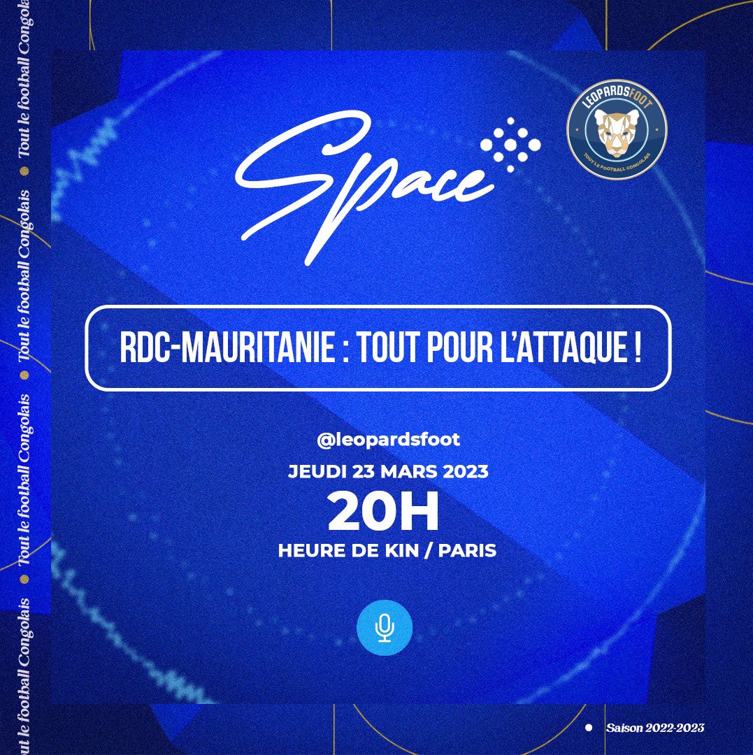 leopardsfoot's tweet photo. Rendez-vous jeudi soir  ! 

RDC-Mauritanie sera crucial. Dos au mur, les Léopards disposent cependant d’un effectif renforcé et complet pour battre les Mourabitounes. 

Vous y croyez ? 

Rejoignez-nous jeudi soir, ici même pour en discuter! 

Venez nombreux 🔥

#leopardsfoot https://t.co/XyIIoC1Akx