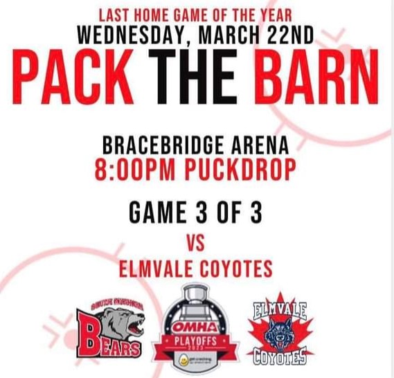 Muskoka411's tweet photo. Big game Wednesday night in Bracebridge https://t.co/xvif1X64Bq