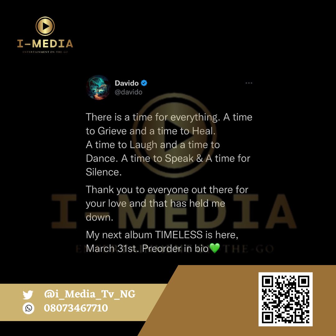 i_Media_Tv_NG's tweet photo. Drop a like if you also can’t wait for Davido’s new album 🥰🥰
#DavidoIsBack #DavidoIsComing #30BG #iMediaTV https://t.co/yJnfXYlfKU
