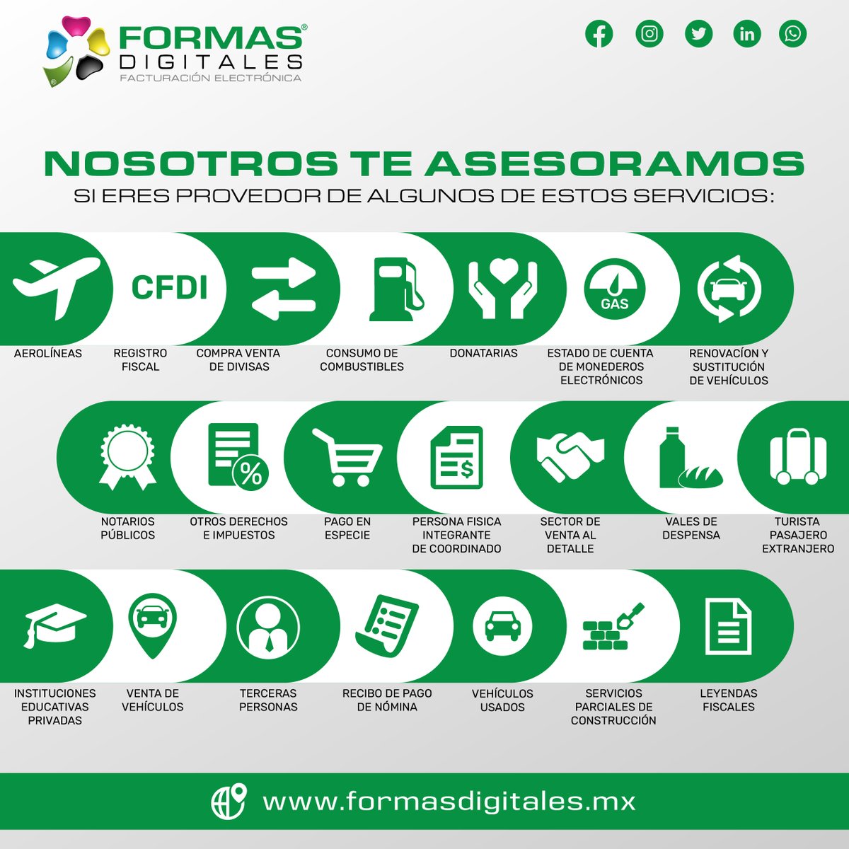 FormasDigitales's tweet photo. ¿Qué es un #complemento #fiscal? Es info. adicional incluida en el XML de las #FacturasElectrónicas que, a diferencia de las #Addendas, son de uso regulado por el #SAT de acuerdo a su giro y el tipo de transacciones comerciales que realiza el #emisor.

#CFDI #PAC #FormasDigitales https://t.co/t0Do5ie3J8