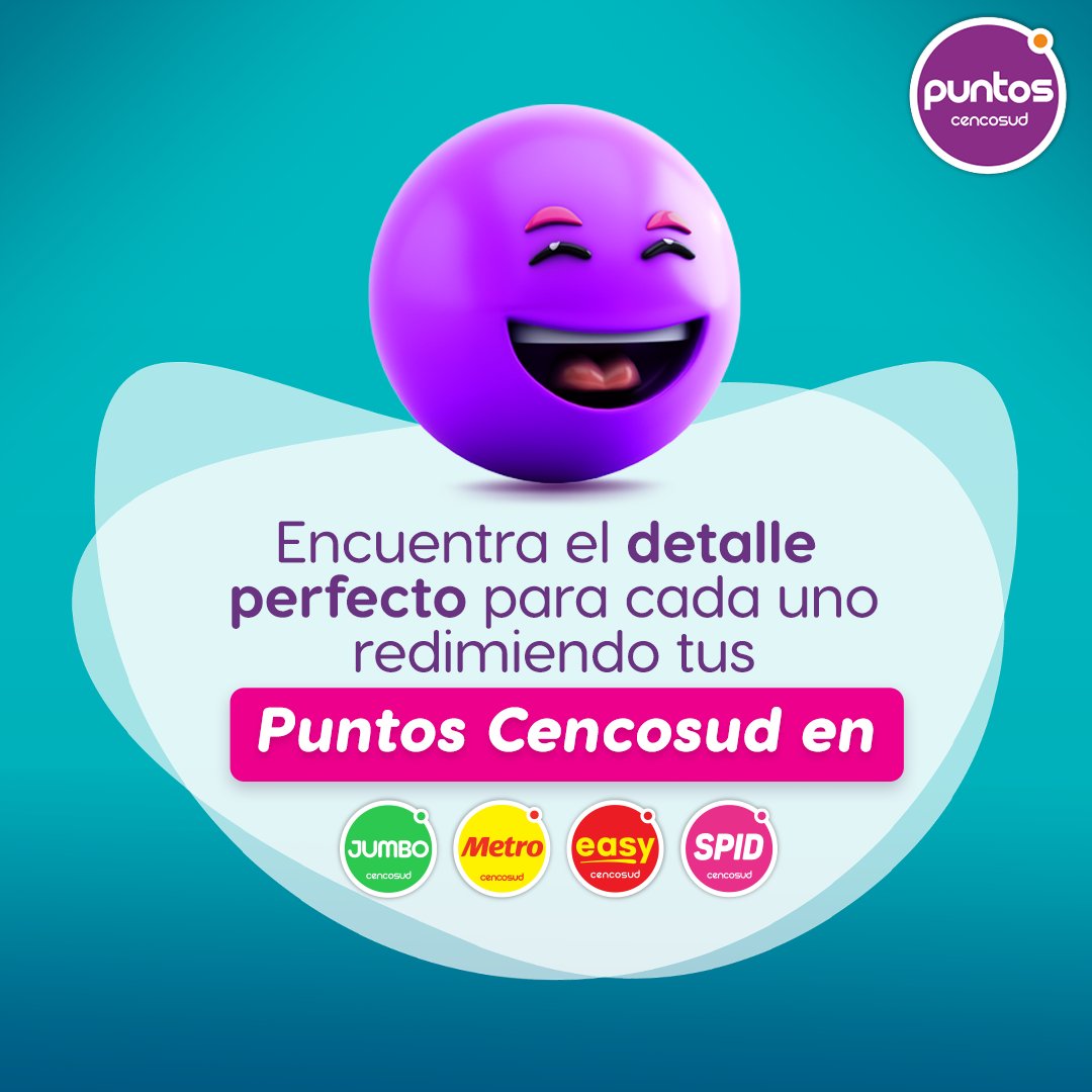 ¿Qué detalle le darías a tus amigos?🫶No dejes vencer  tus Puntos Cencosud y redímelos en lo que desees en Jumbo, Metro, Easy y Spid.

¡Puntos + plata y listo! 🟣➕💸
1.000 puntos son equivalentes a $1.000 en nuestras tiendas.
#ApúntaloEnTusPlanes #PuntosParaTodo