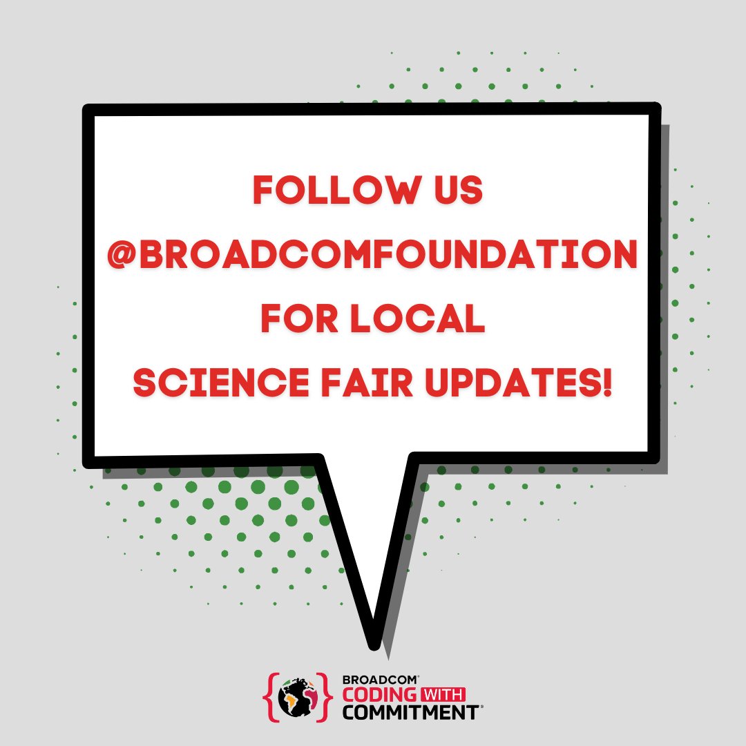 BroadcomSTEM's tweet photo. 📢Calling all science enthusiasts! Follow @broadcomfoundation's social media channels for updates & behind-the-scenes fun as we bestow #BroadcomCodingwithCommitment to a student who combines #STEM with #coding to solve a community problem they care about!
#ScienceFair2023 https://t.co/MZdwqJqRq1