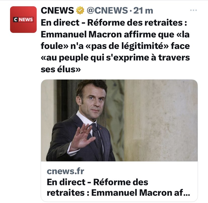 SarahHRakM4's tweet photo. Quelques minutes séparent ces deux tweets…
Emmanuel Macron devient fou et met la France à feu … Unanimement les Français et même les médias dénoncent ses provocations et ses dérives …

IL EST IMPOSSIBLE D’ENVISAGER QU’IL MAINTIENNE SA PLACE DE CHEF DE CE PAYS ! https://t.co/D1YZeFsKRx