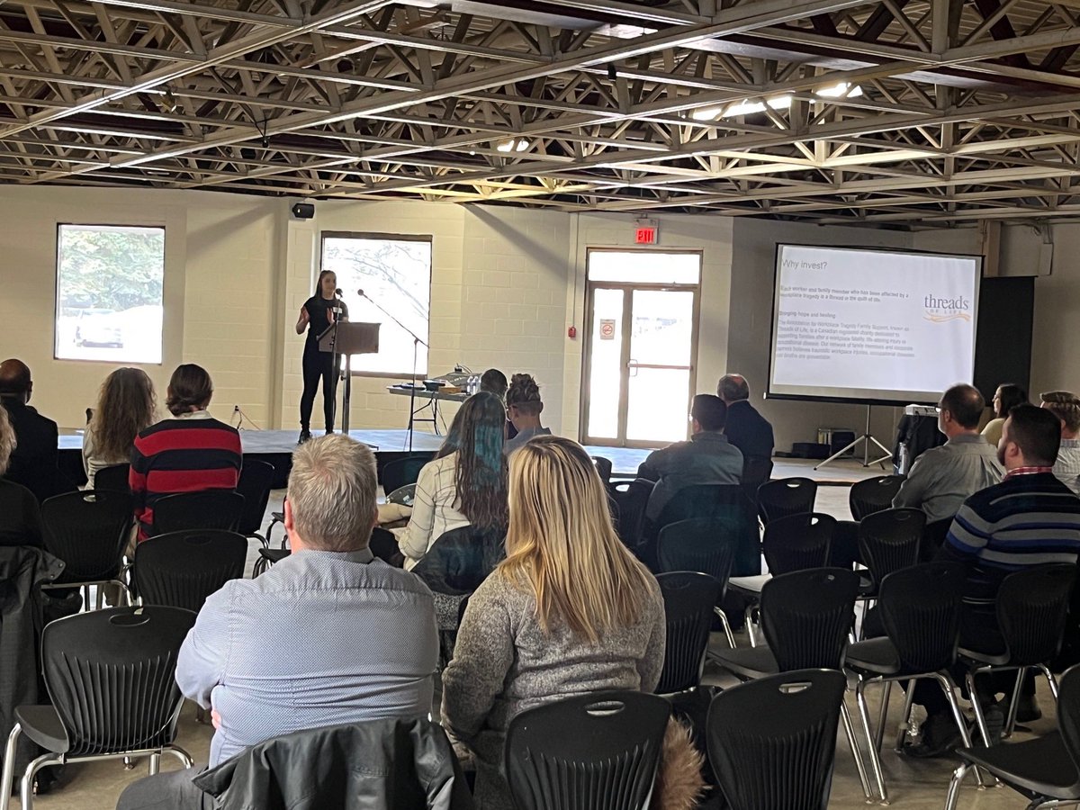 AlyssaGrocutt's tweet photo. Had the opportunity to speak about my personal connection to safety at the Kingston Health and Safety Symposium today!

@threadsoflifeca @WSIB @IHSAnews @WSN_News @WSPS_NEWS @OHCOWclinics https://t.co/SYLasqftQX