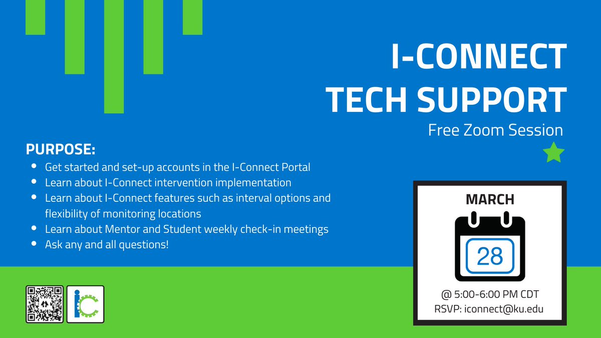 I-Connect (@iconnect_app_) on Twitter photo We are hosting a FREE tech support zoom call on March 28th @ 5:00 CDT.
๐ฒ RSVP: iconnect@ku.edu
(After you rsvp, we will send you zoom link and password. )
#SelfMonitoring #Behavior #Intervention #ClassroomManagement #SelfManagement #Classroom #SPED #SpecialEducation #ASD We are hosting a FREE tech support zoom call on March 28th @ 5:00 CDT.
๐ฒ RSVP: iconnect@ku.edu
(After you rsvp, we will send you zoom link and password. )
#SelfMonitoring #Behavior #Intervention #ClassroomManagement #SelfManagement #Classroom #SPED #SpecialEducation #ASD