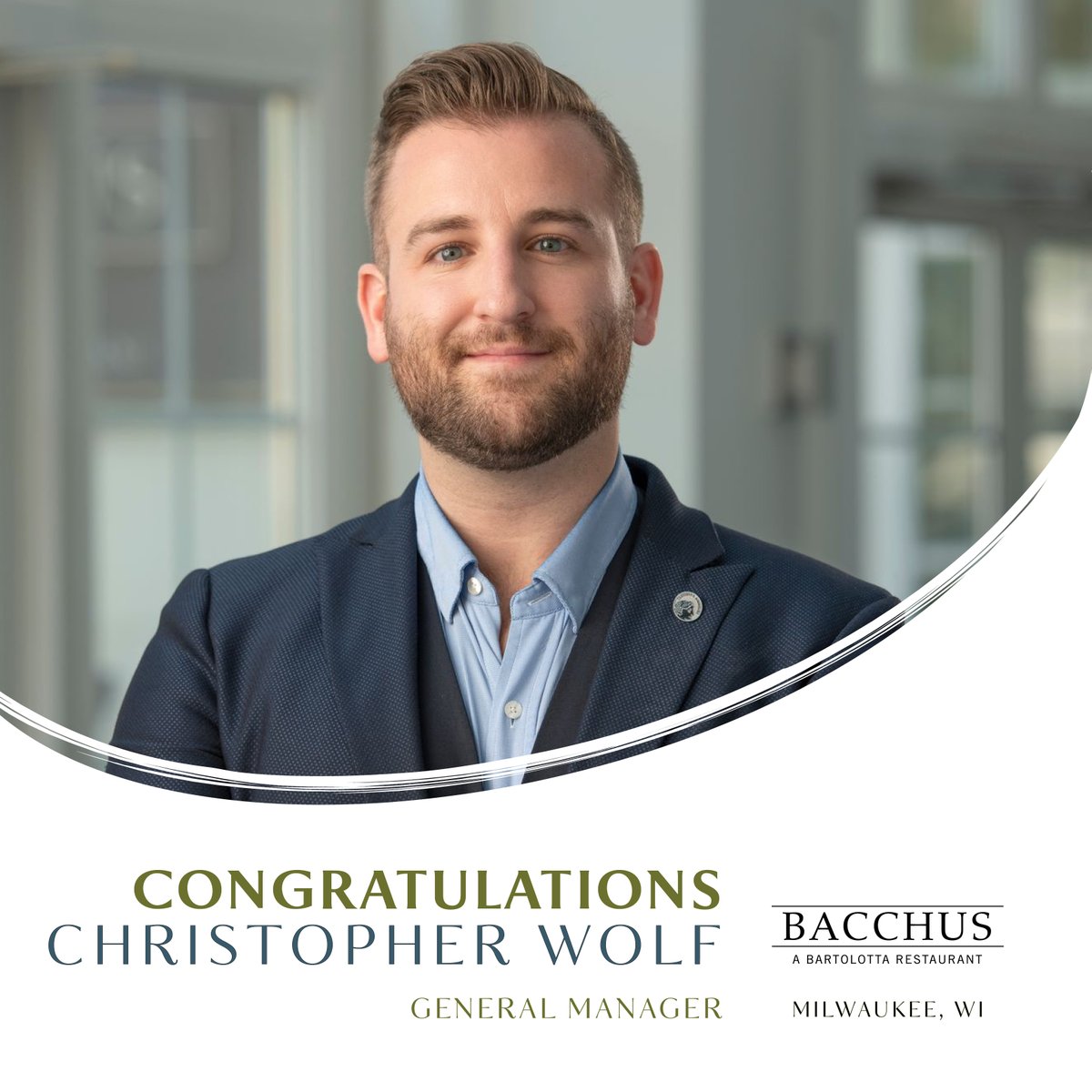 Congratulations to Christopher Wolf on his promotion to General Manager.
 
The future in hospitality is brighter than ever! We are looking for talented people to join us as we grow. Those that are interested are encouraged to apply with us at: bit.ly/3izKARW.