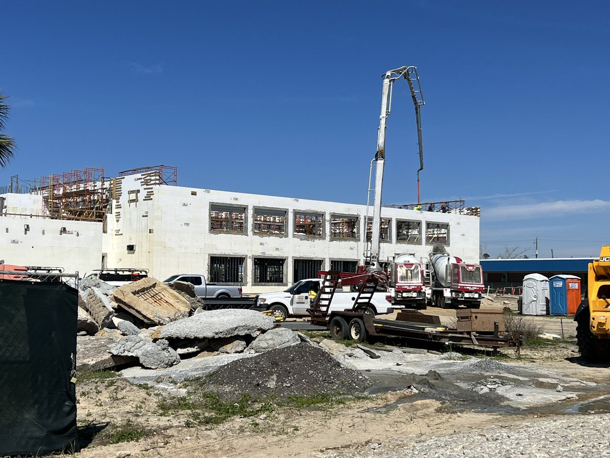 We’re are going to miss seeing these concrete trucks, but we celebrate the last pour today as ￼ progress continues on our new building.  #￼HaneyForward