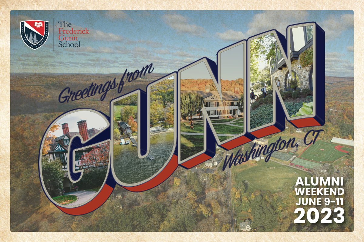 Inviting ALL alumni to join us June 9-11 for  Alumni Weekend 2023 as we celebrate Reunion classes ending in 3s and 8s. Register now! frederickgunn.org/alumniweekend
#gogunn