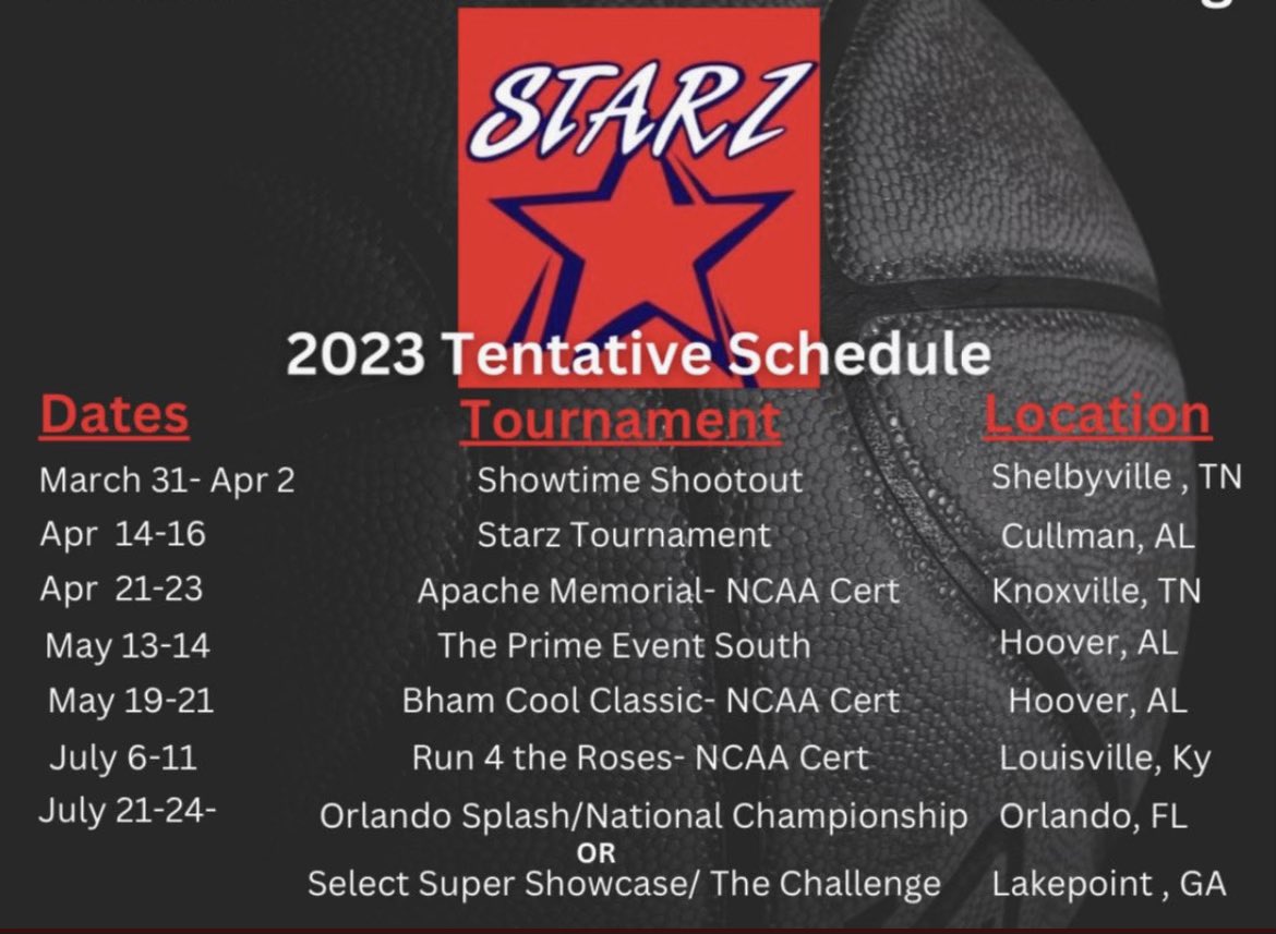 Shakira Williams (@kirawilliams__) on Twitter photo Here is my AAU schedule for this year’s season! First tournament is in Tennessee! Come check us out! <a href="/ALStarzHook2025/">AL SOUTHERN STARZ 2025-HOOKS</a> <a href="/starsacademy33/">#starsacademy33</a> <a href="/SouthAlabamaWBB/">South Alabama Women's Basketball 🏀</a> <a href="/AlabamaWBB/">Alabama Women’s Basketball</a> <a href="/SamPurcellMSU/">Sam Purcell</a> <a href="/mzswilliams20/">Shaleta Williams</a> Here is my AAU schedule for this year’s season! First tournament is in Tennessee! Come check us out! <a href="/ALStarzHook2025/">AL SOUTHERN STARZ 2025-HOOKS</a> <a href="/starsacademy33/">#starsacademy33</a> <a href="/SouthAlabamaWBB/">South Alabama Women's Basketball 🏀</a> <a href="/AlabamaWBB/">Alabama Women’s Basketball</a> <a href="/SamPurcellMSU/">Sam Purcell</a> <a href="/mzswilliams20/">Shaleta Williams</a>