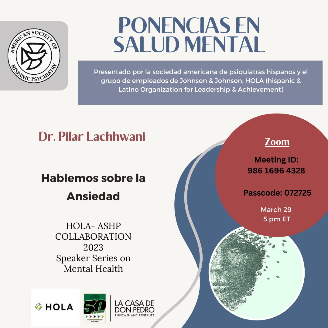 La Casa de Don Pedro ofrece esta serie GRATUITA de salud mental en asociación con la Sociedad Americana de Psiquiatría Hispana y HOLA. Las sesiones virtuales cuentan con expertos médicos de todo el mundo con experiencia en diversas enfermedades mentales.
