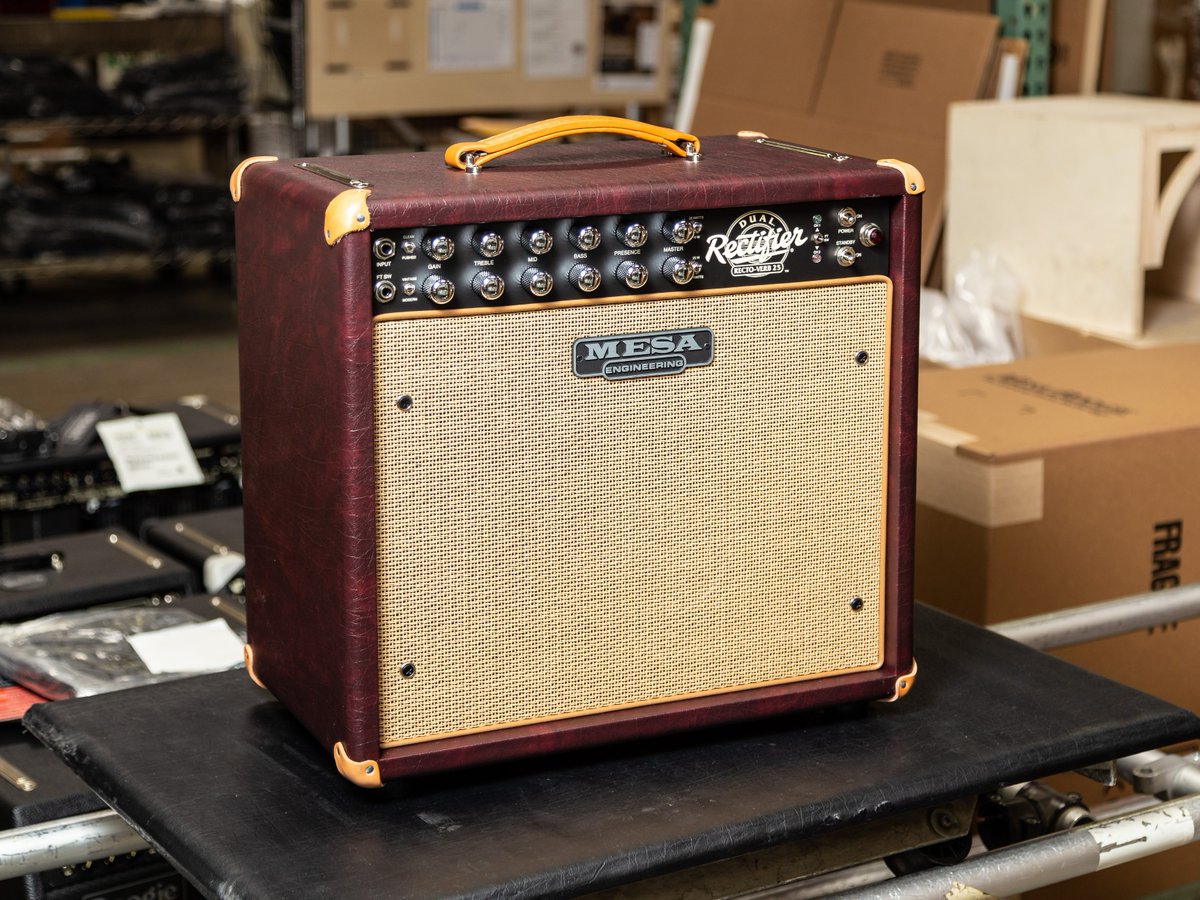 MesaBoogie's tweet photo. This Wine Taurus Recto-Verb 25 Combo caught our eye coming through the shop! This one has now been shipped to our friends at @HumbuckerMusic.
#MesaBoogie #RectoVerb25
#MesaDealer #HumbuckerMusic https://t.co/GHpBXncqa2