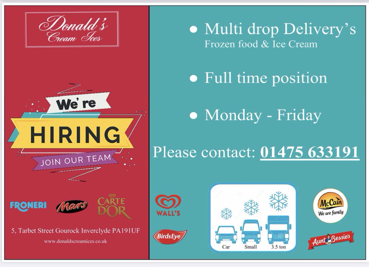 Job position available, Joint our team!! Please get in touch if you are interested. 🚚🍦