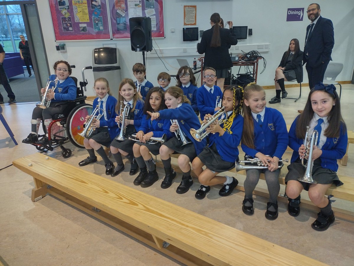 KirkbyCofE's tweet photo. 🎶🎺 We are so proud of our Year 4 cornet players who entertained the audience brilliantly at the Knowsley Spring Concert @KirkbyHigh tonight. 
Thank you to the parents and of course Phil Nicholas. 👏👏 #KCEMusic @MapasKnowsley Have a little listen!!
🎺🎶 https://t.co/GHPVFCoZVk