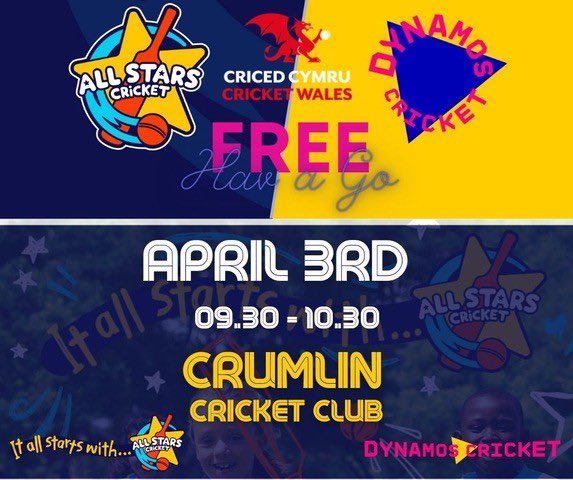 Another great opportunity for a free Cricket Session at Crumlin Cricket Club, come along and have a go All abilities welcome.
The session will be run by fully qualified coaches and their FREE !!

To book on 👇👇👇
forms.gle/xgWms2g3tEwSrc…

<a href="/CricketWales/">Criced Cymru / Cricket Wales 🏏🏴󠁧󠁢󠁷󠁬󠁳󠁿</a> <a href="/CHLPrimary/">CrumlinHighLevel</a> <a href="/RhiwSyrDafydd/">Rhiw Syr Dafydd</a>
