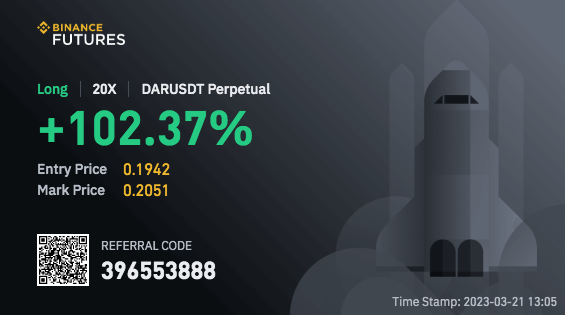 #DAR 20x Long 

#Bitcoin #BTC #Eth #BNB #XRP #ADA #gns #DOGE #Ripple #neo #LTC #Shib #GTC #ETC #trb #MASK #GRT #DF #Magic #CFX #APE #jasmy #GJOE #JOE #CHESS #Lina #MDT #PYR #bel #OCEAN #NMR #Lina #Ren #Dodo #Omg #iris #Eos #Qtum

detaylı bilgi için DM üzerinden iletişime geçiniz.