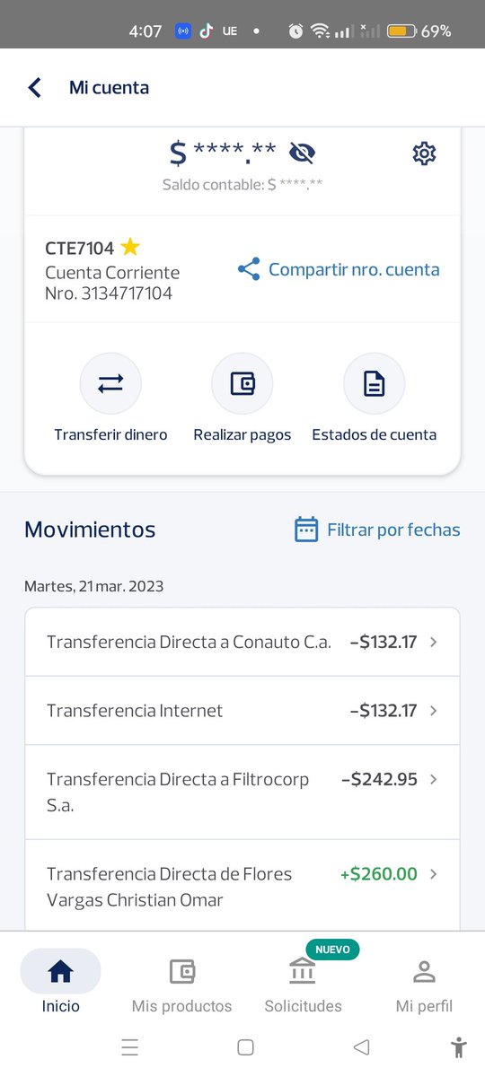 Dani77777771's tweet photo. @BancoPichincha buenas tardes estaba haciendo una transferencia a una empresa y me salió error en la aplicación del banco e igual me quedó ese débito de 132.17, luego tuve que hacer de nuevo y ahí si se hizo la transferencia, podrían corregir ese error, ya me pasó hace dos años= https://t.co/m5GOMNXLAP