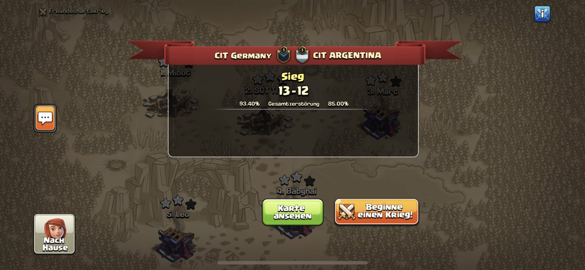Team Germany CoC (@teamgermanycoc) on Twitter photo We win the semifinal against <a href="/sel_ArgentinaOk/">Sel. Argentina de Clash of Clans</a> 💪🔥
🔜 <a href="/CIT_COC/">CLASH INTERNATIONAL TOURNAMENT</a> Finals!!
Tripple by:
⭐⭐⭐ <a href="/der_le_o/">der_l_e_o</a>
⭐⭐⭐ <a href="/mibot_coc/">Mibot</a>
⭐⭐⭐ @Marc_TGG
Thanks for streaming <a href="/Noobs_iMTV/">Noobs_iMTV</a> and <a href="/Style_coc/">Style</a> ! We win the semifinal against <a href="/sel_ArgentinaOk/">Sel. Argentina de Clash of Clans</a> 💪🔥
🔜 <a href="/CIT_COC/">CLASH INTERNATIONAL TOURNAMENT</a> Finals!!
Tripple by:
⭐⭐⭐ <a href="/der_le_o/">der_l_e_o</a>
⭐⭐⭐ <a href="/mibot_coc/">Mibot</a>
⭐⭐⭐ @Marc_TGG
Thanks for streaming <a href="/Noobs_iMTV/">Noobs_iMTV</a> and <a href="/Style_coc/">Style</a> !