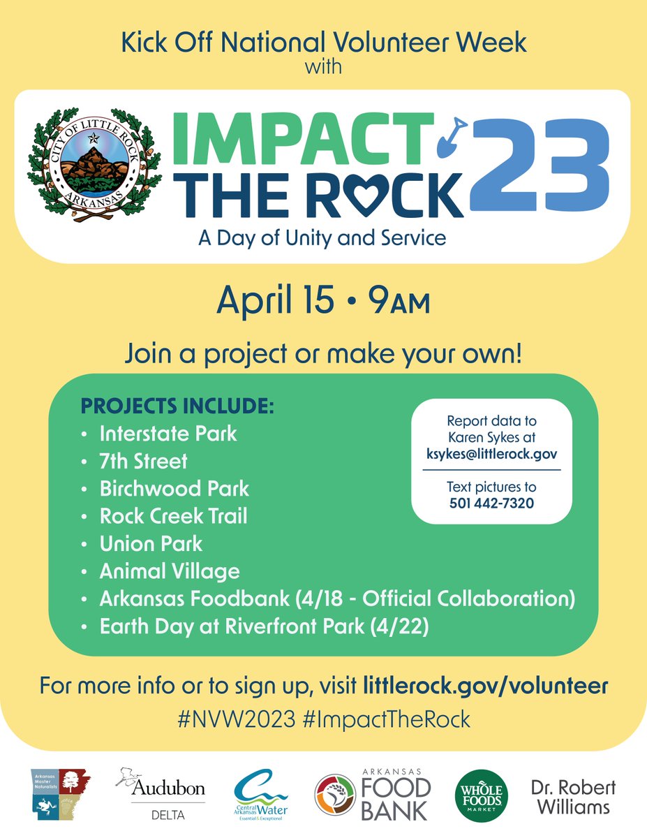 arfoodbank's tweet photo. We are excited to be participating in this year's Impact The Rock event! 

Consider joining an existing project or creating your own to help give back to your community.  We hope to see you there!

#NVW2023 #ImpactTheRock #arkansasfoodbank #arfoodbank #littlerockarkansas https://t.co/bGLrXBeeVX