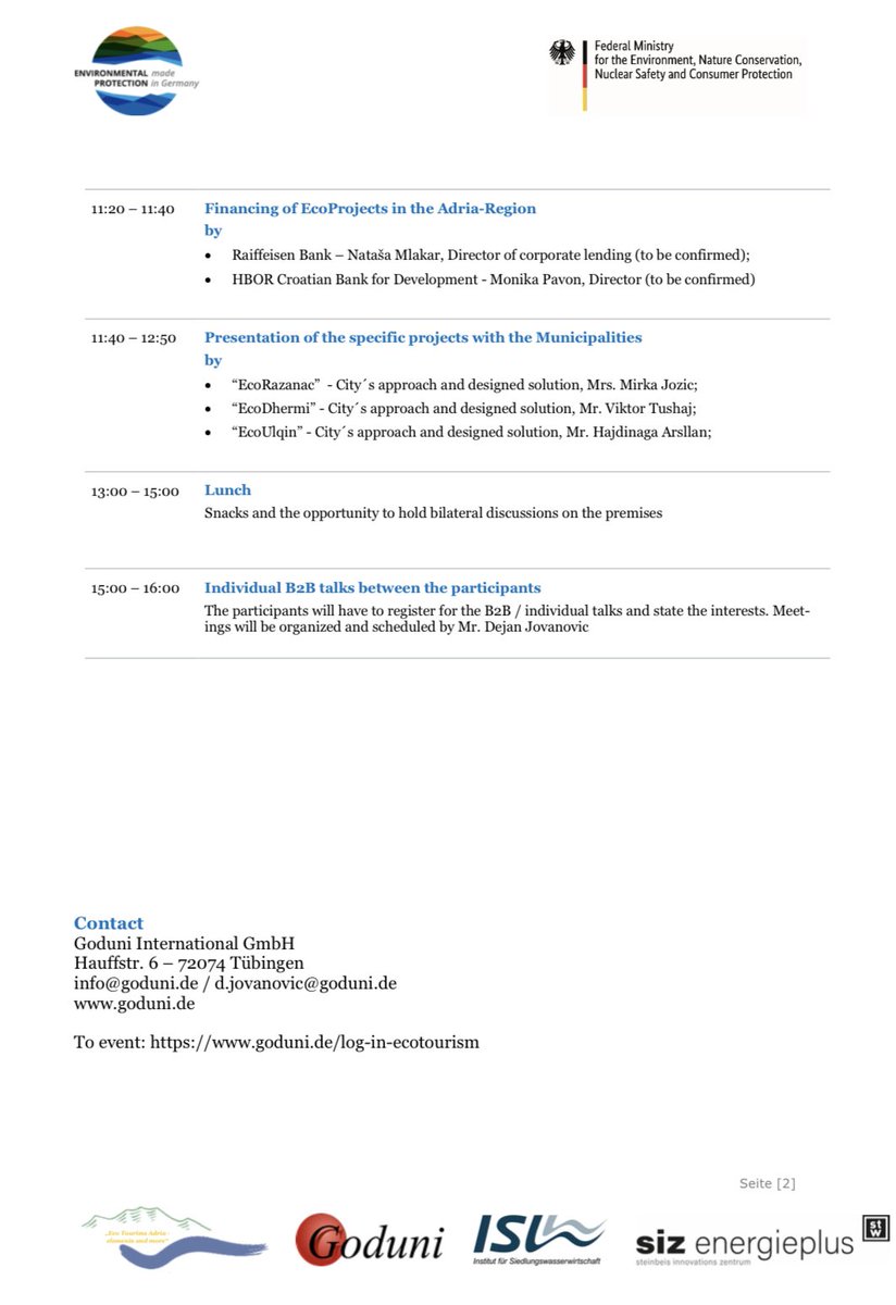 Our hybrid conference on combined energy sources for sustainable tourism at the Adriatic Coast will be taking place on 19.04.23. Participants will be discussing load-based, combined renewable energy sources, back-up, storage &amp; H2. Feel free to apply  goduni.de