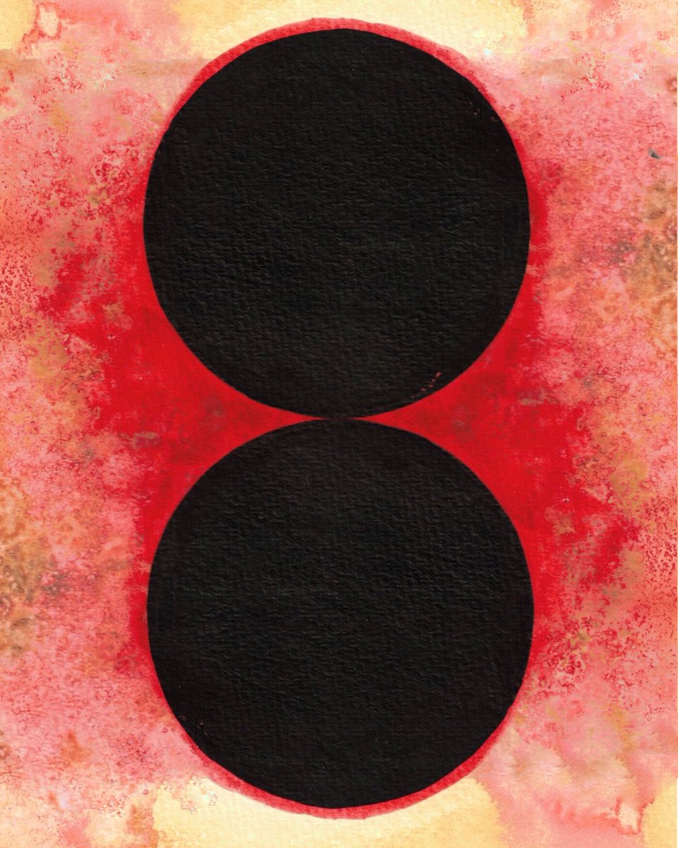 Aries Season double dark moon power 🌑🌑🔥 -painting/collage by me d. stapleton
